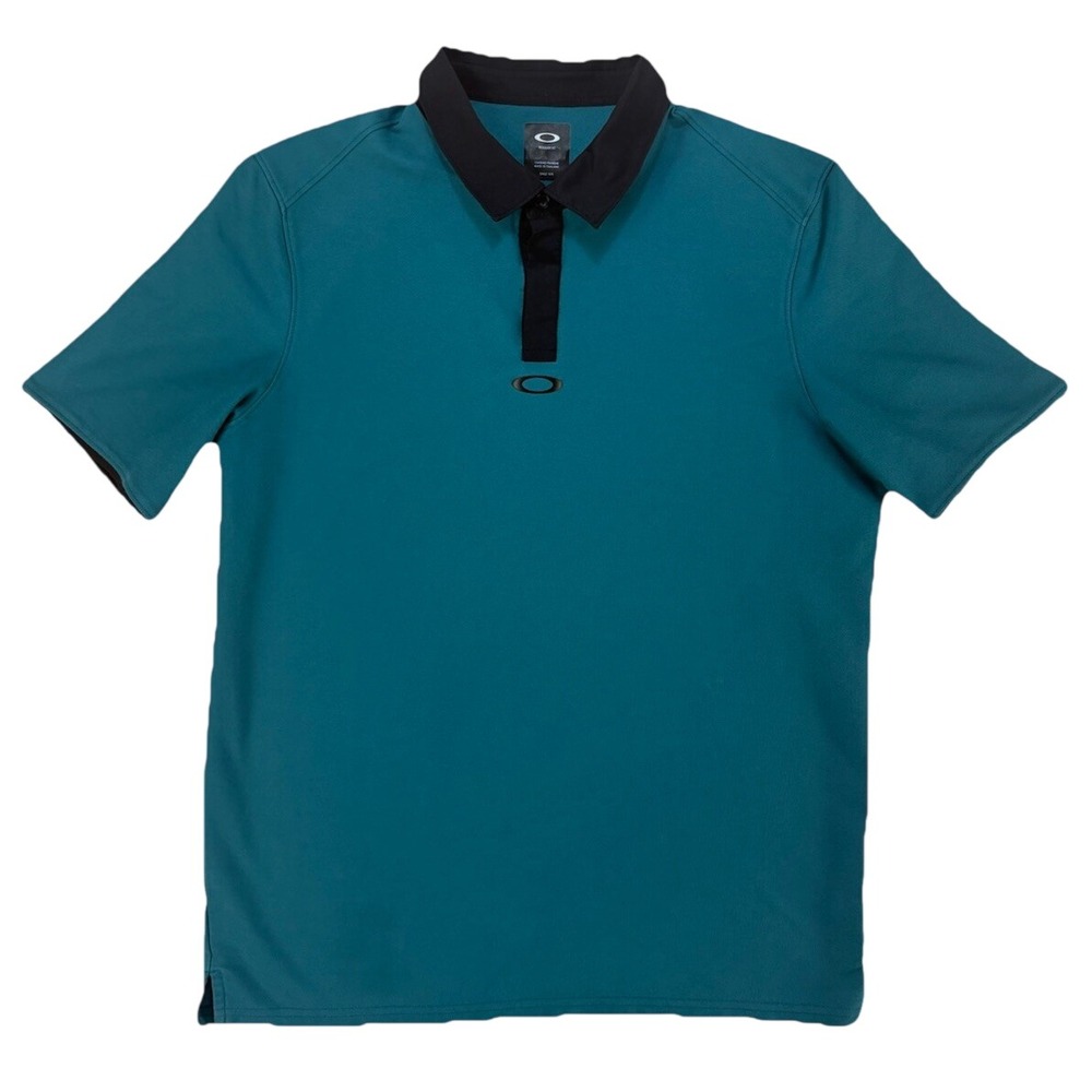 Oakley Icon Men's Polo Shirt Sleeve Shirt Gold Athletic Breathable Teal Size L